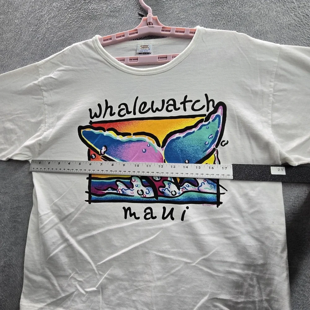 VINTAGE Crazy Shirts Women Shirt OS Single Stitch Whale Watch Maui 90s USA